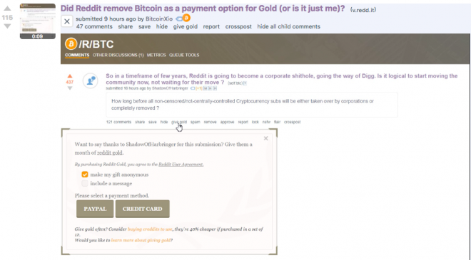 Reddit Bitcoin ile ödeme yapma seçeneği kaldırıyor