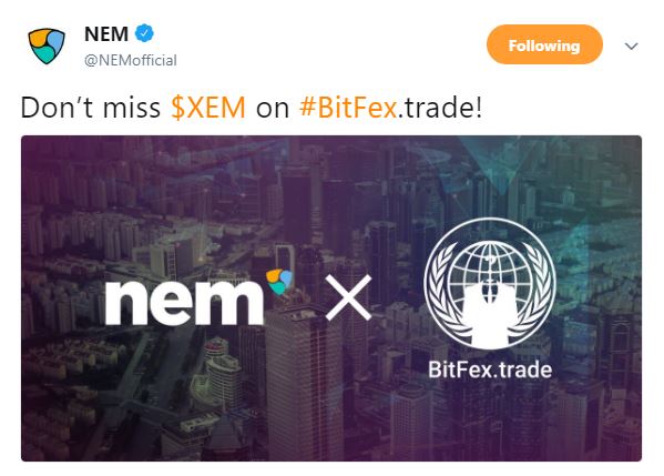 NEM (XEM) BitFex ile bütünleşiyor ama hala kırmızı alanda işlem görüyor