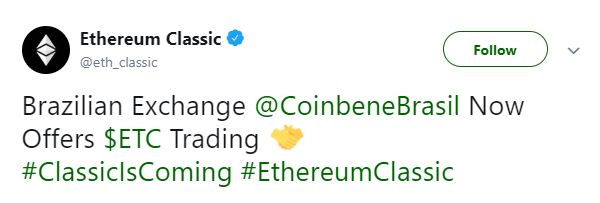 Ethereum Classic (ETC) CoinBene Borsası’na ekleniyor
