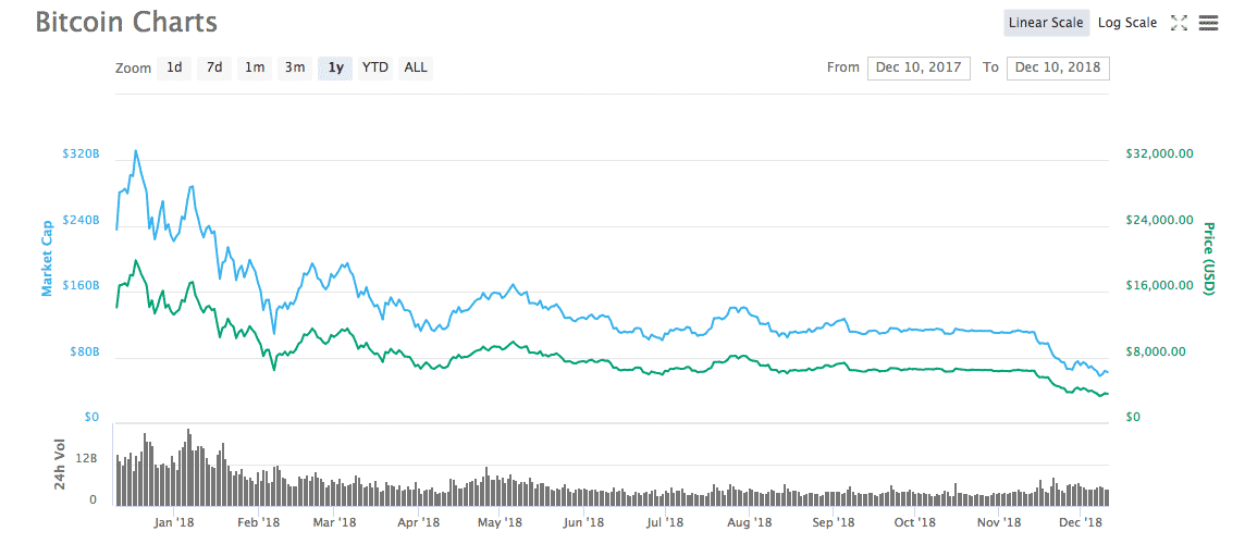 Bitcoin 1 yıllık fiyat tablosu - Kaynak: Coinmarketcap
